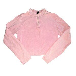 Wild Fable Mock Neck Cropped 1/4 Zip Ribbed Shirt-Pink-Size XXL-Fair